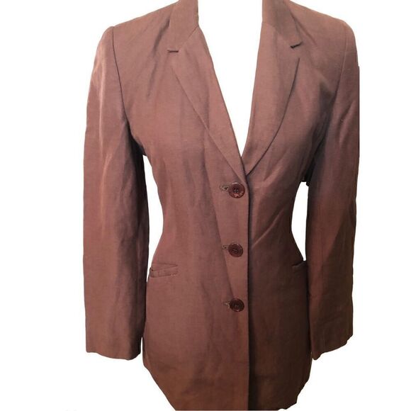 Express linen blend long line button front 90’s blazer Size 2 - Picture 2 of 13